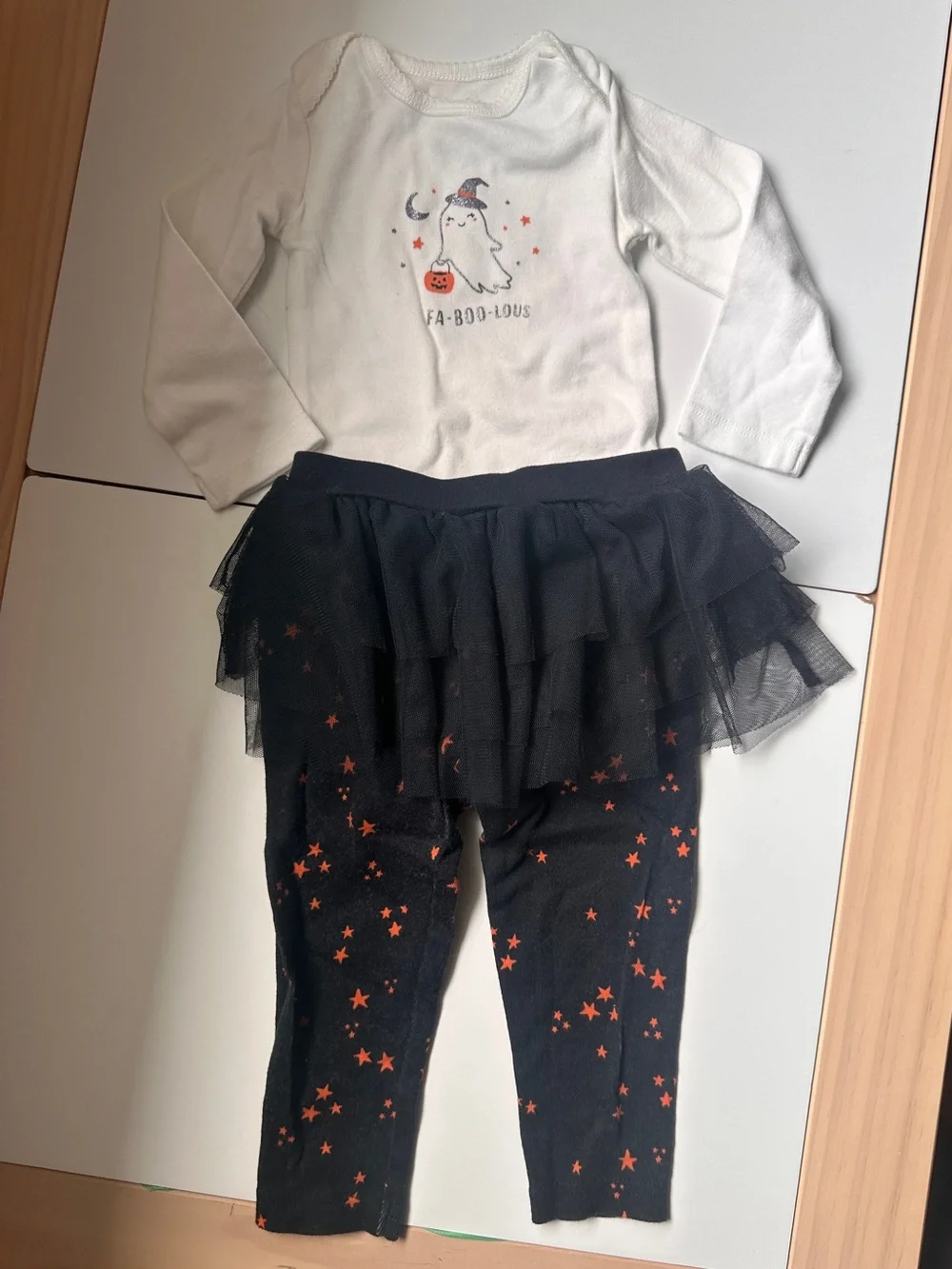 Carter’s Halloween Fa-Boo-Lous Ghost Onesie and Tutu Leggings Set 12m